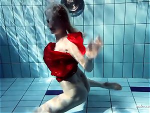 torrid platinum-blonde Lucie French teenage in the pool