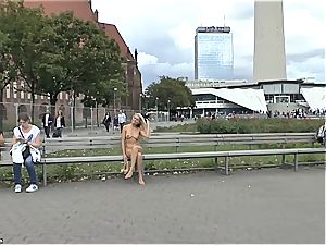 platinum-blonde Czech teenage displaying her red-hot bod nude in public